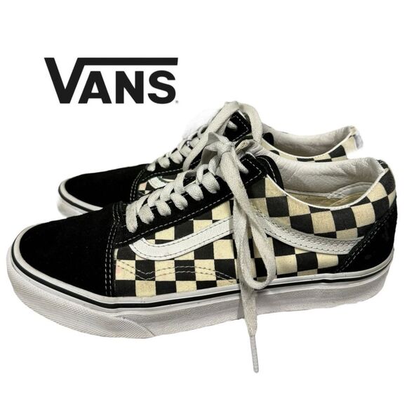 Vans Old Skool Checkerboard Black Cream Women's Men's Sneakers 7.5 - Picture 2 of 9